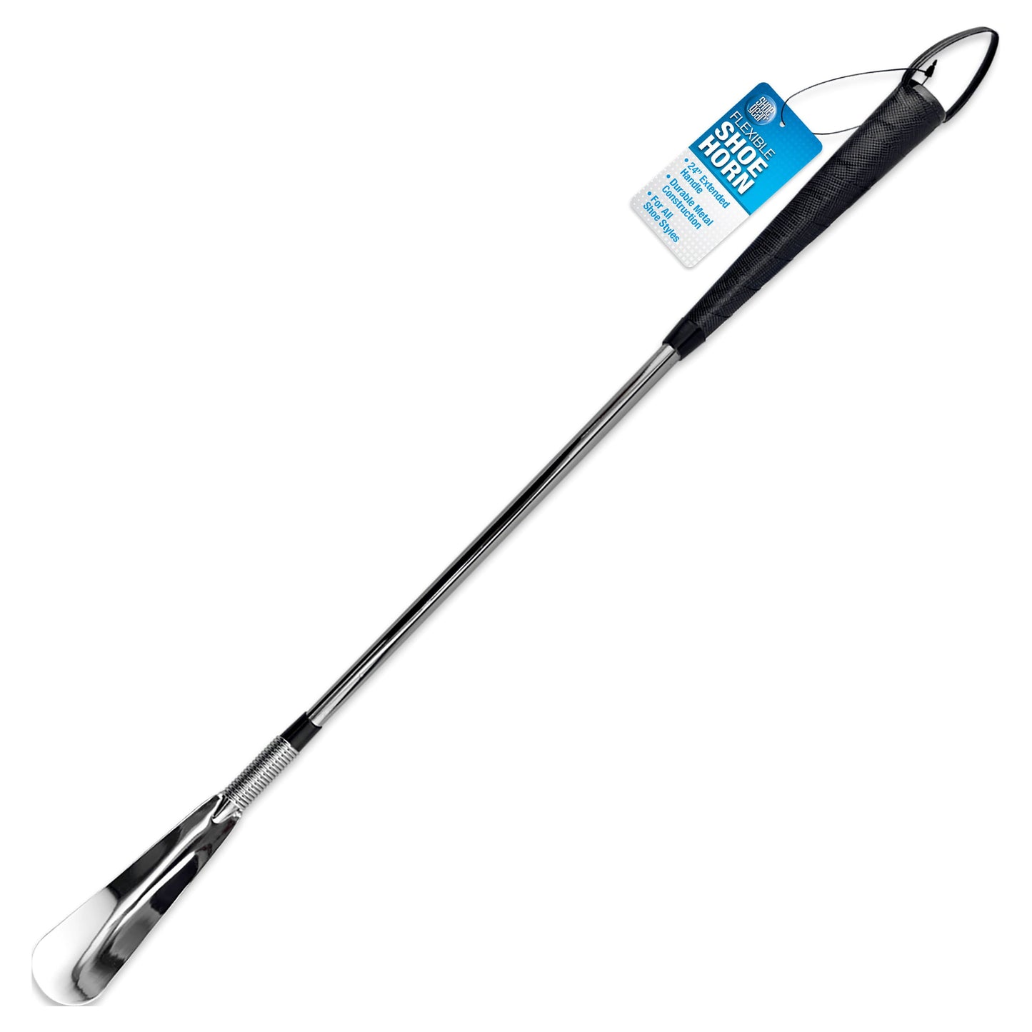 Flexible Shoe Horn Extendable Handle, Metal, 24"